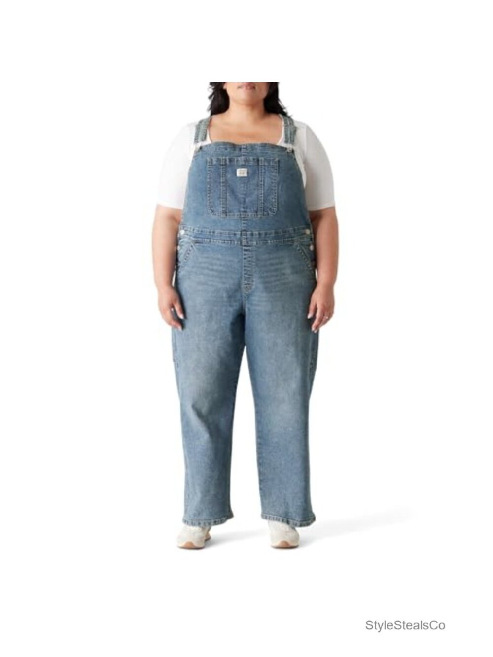 90s Stretch Denim Overalls High Waist Medium Wash Slim Fit Cotton
